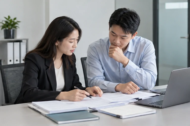 核对注册公司资料与办理事项的服务场景示意