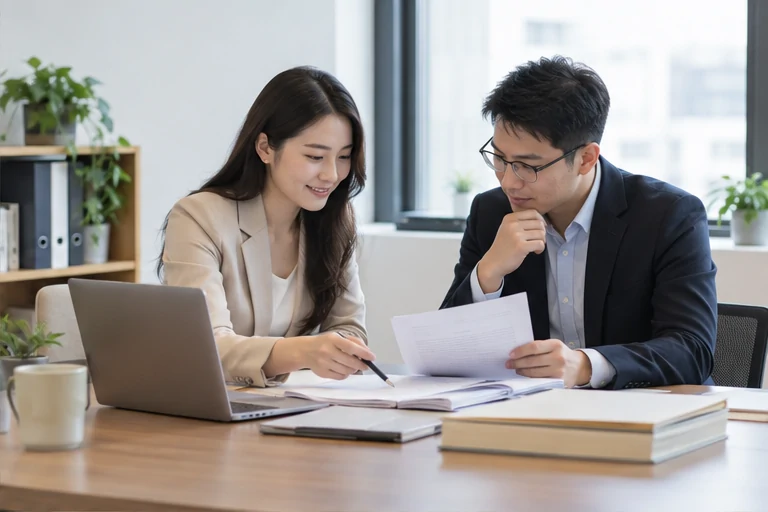 核对注册公司资料与办理事项的服务场景示意