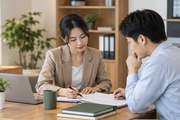 核对注册公司资料与办理事项的服务场景示意