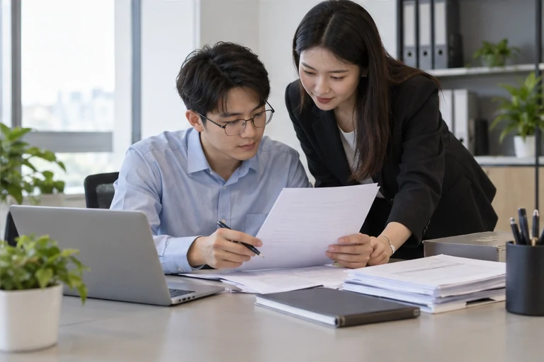 核对注册公司资料与办理事项的服务场景示意