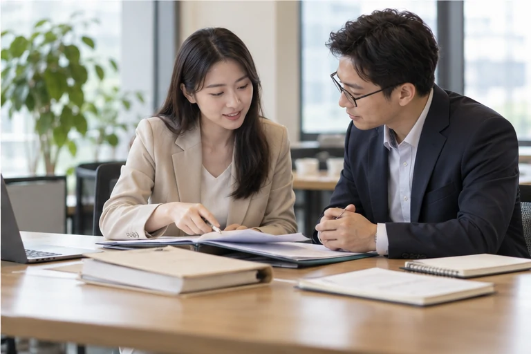 核对注册公司资料与办理事项的服务场景示意