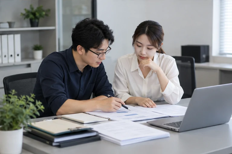 核对注册公司资料与办理事项的服务场景示意