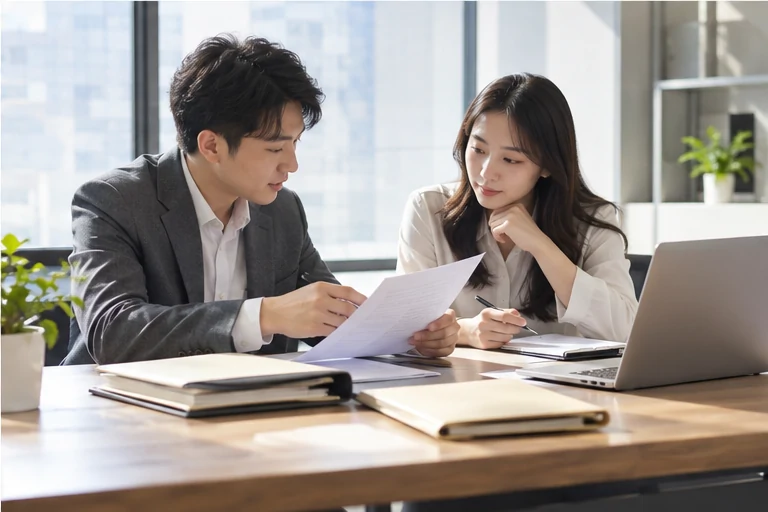 核对注册公司资料与办理事项的服务场景示意