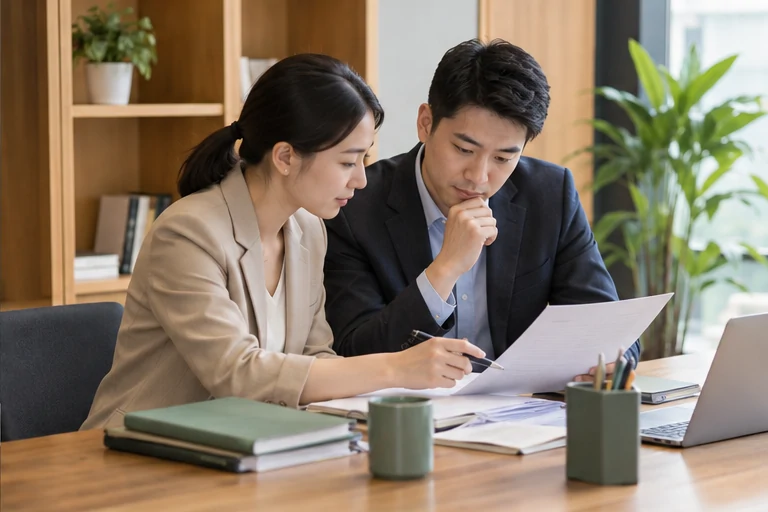 核对注册公司资料与办理事项的服务场景示意