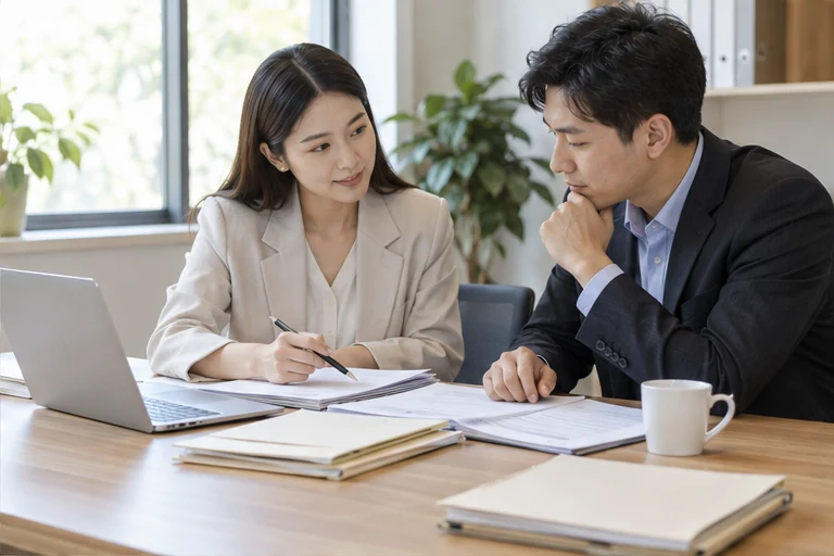 核对注册公司资料与办理事项的服务场景示意