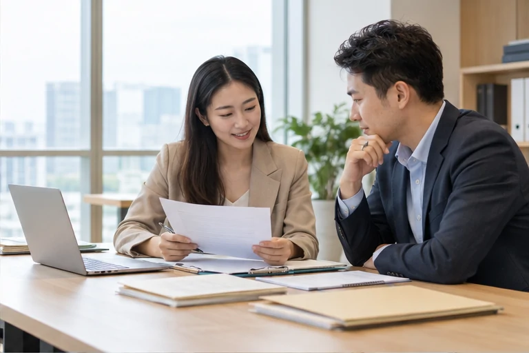 核对注册公司资料与办理事项的服务场景示意
