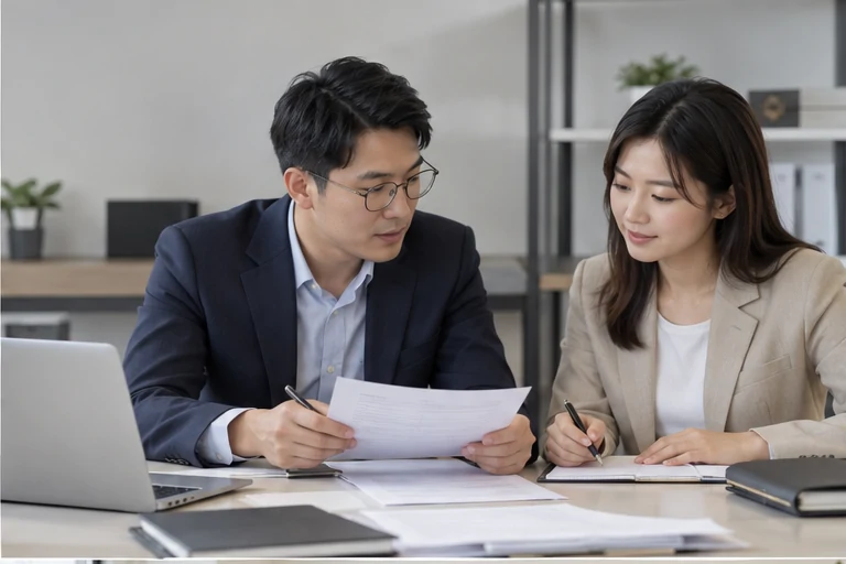核对注册公司资料与办理事项的服务场景示意