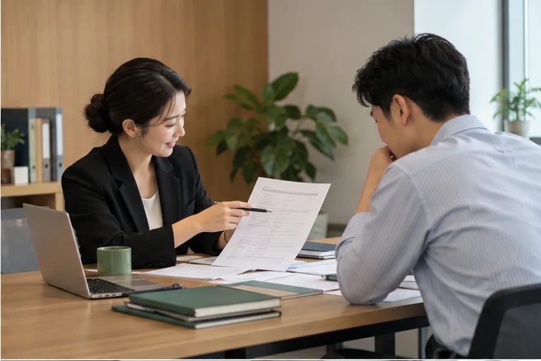 核对注册公司资料与办理事项的服务场景示意