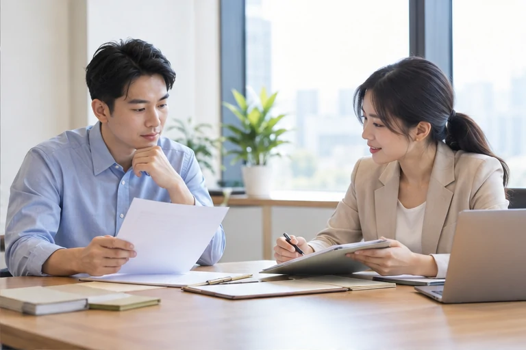 核对注册公司资料与办理事项的服务场景示意