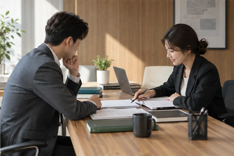 核对注册公司资料与办理事项的服务场景示意