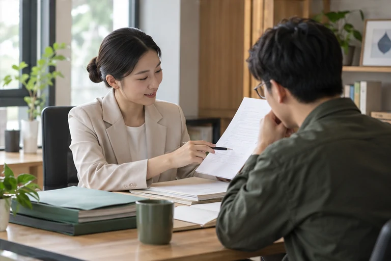 核对注册公司资料与办理事项的服务场景示意