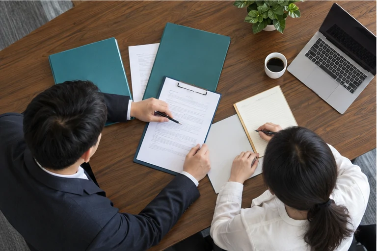 核对注册公司资料与办理事项的服务场景示意