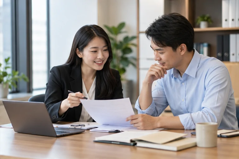核对注册公司资料与办理事项的服务场景示意
