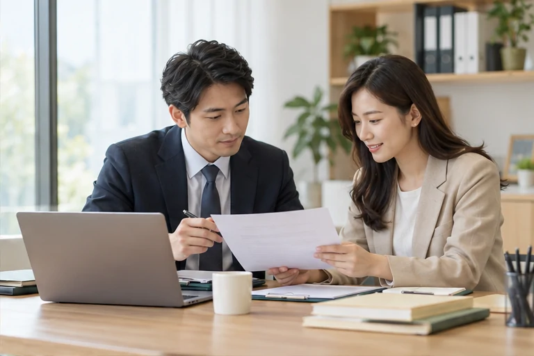 核对注册公司资料与办理事项的服务场景示意